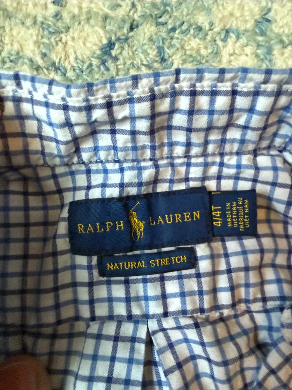 Ralph Lauren Polo (3) & Nautica (1) Plaid Button-Up Shirts in Blue Aqua Pink 4T